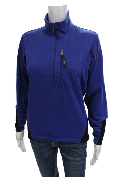 Patagonia Women Blue Pullover Sweatshirt Zip Mock Neck Long Sleeve Size S