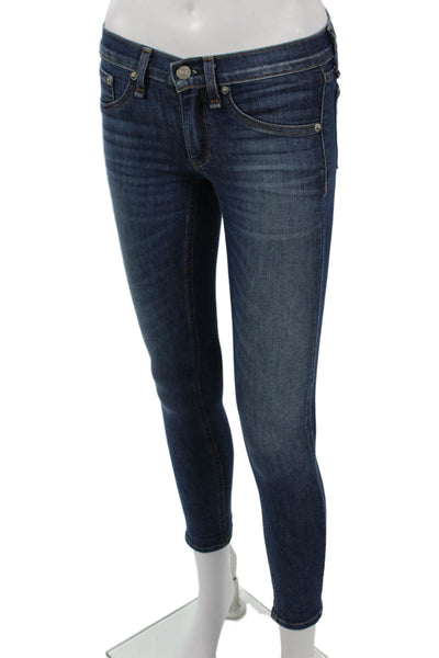 Rag & Bone Womens Ankle Skinny Dark Blue Mid Rise Jeans Size 24