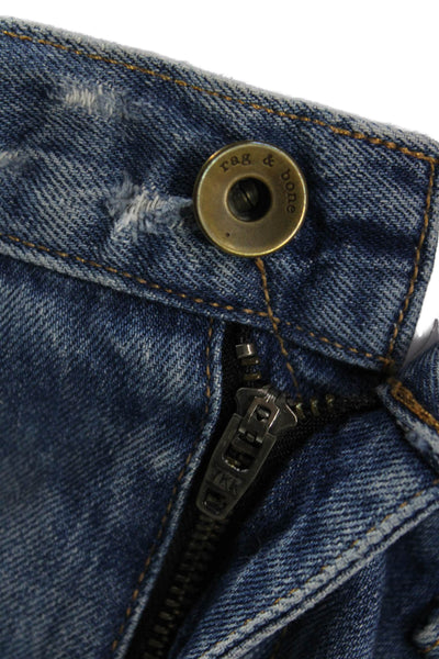 Rag & Bone Women Blue Cotton Button Grunge Shorts Size 29