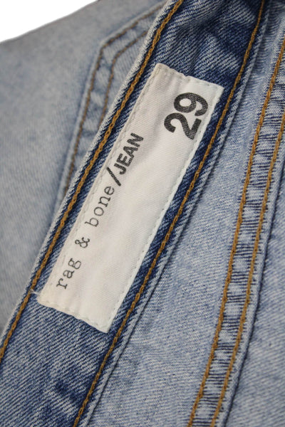 Rag & Bone Womens Light Blue Cotton Solid Button Shorts Grunge Size 29