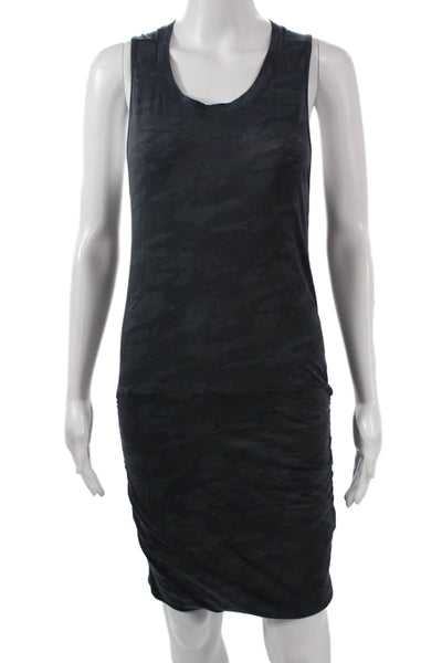 Monrow Womens Tank Dress Black Camouflage Sleeveless Mid-Calf Cotton Size S