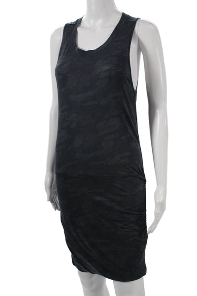 Monrow Womens Tank Dress Black Camouflage Sleeveless Mid-Calf Cotton Size S