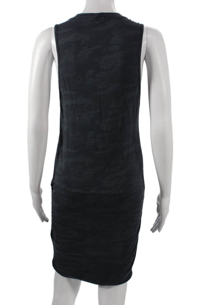 Monrow Womens Tank Dress Black Camouflage Sleeveless Mid-Calf Cotton Size S