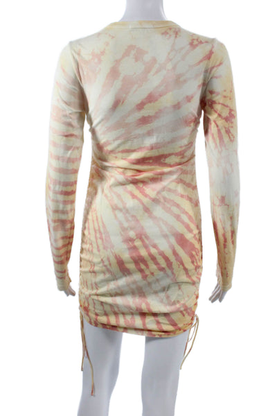 Cotton Citizen Women Beige T-Shirt Dress 100% Cotton Long Sleeve Short Size XS