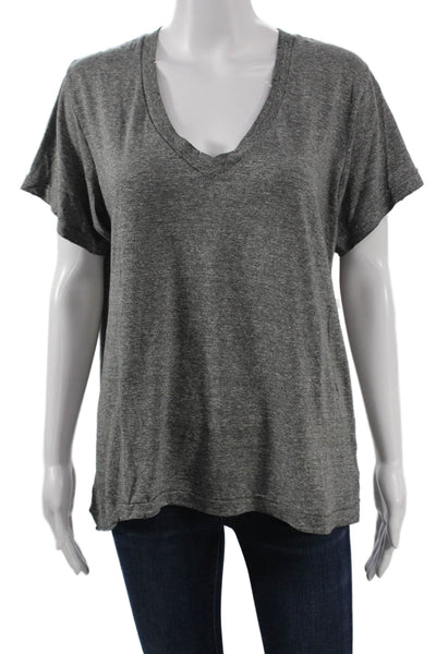 Current/Elliott Women Basic V-Neck Gray Short Sleeve T-Shirt Size 3