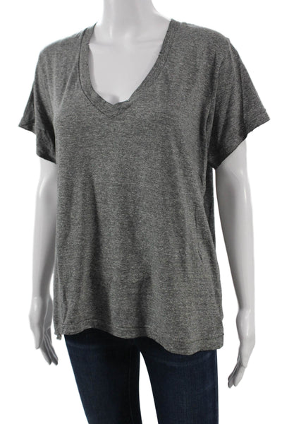 Current/Elliott Women Basic V-Neck Gray Short Sleeve T-Shirt Size 3