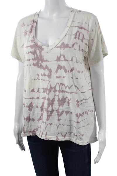 Current/Elliott Women Beige V-Neck Short Sleeve Cotton Tee Size 2