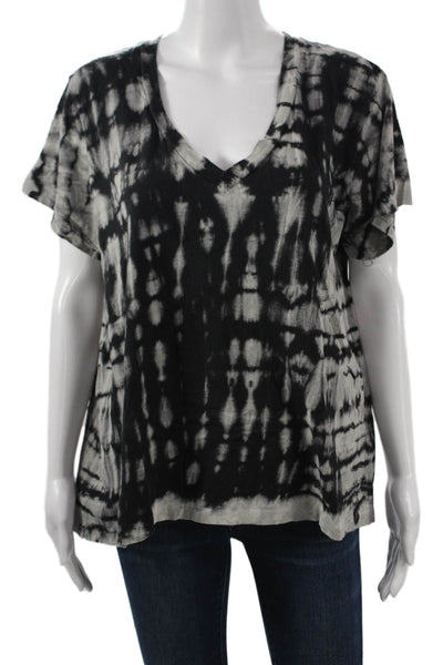 Current/Elliott Women Basic Black V-Neck Short Sleeve T-Shirt Cotton Size 3