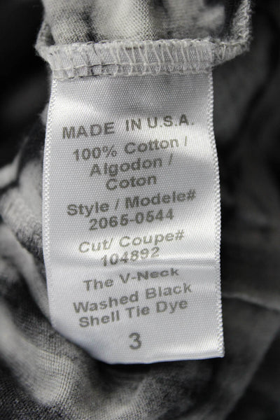 Current/Elliott Women Basic Black V-Neck Short Sleeve T-Shirt Cotton Size 3