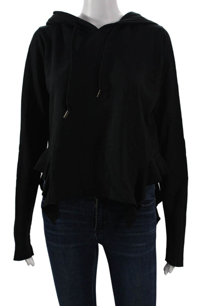 NSF Womens Pullover Hoodie Black Grunge Long Sleeve Size PS
