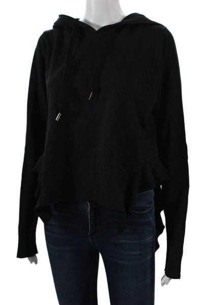 NSF Womens Pullover Hoodie Black Grunge Long Sleeve Size PS