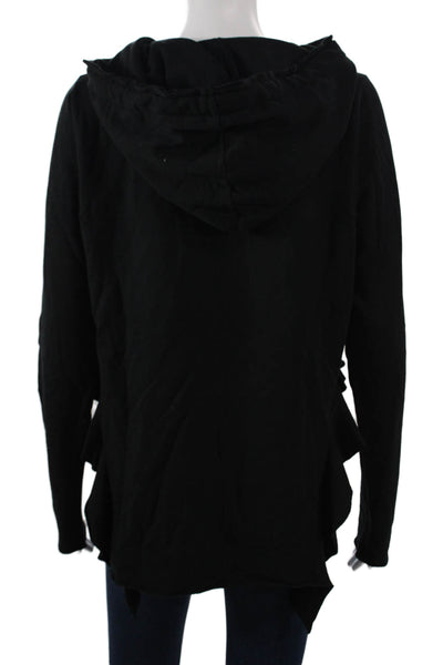 NSF Womens Pullover Hoodie Black Grunge Long Sleeve Size PS