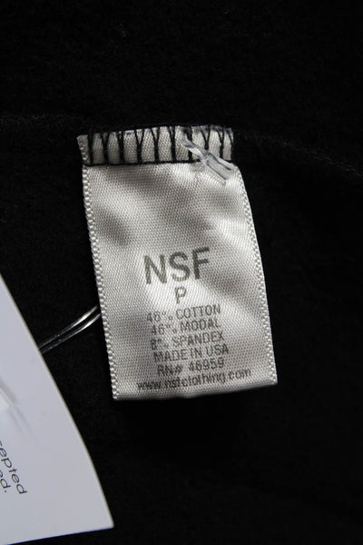 NSF Womens Pullover Hoodie Black Grunge Long Sleeve Size PS