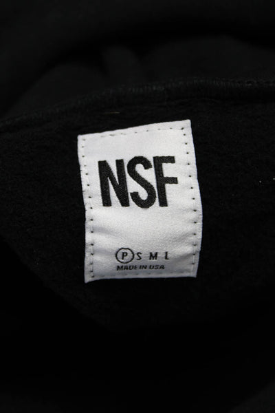 NSF Womens Pullover Hoodie Black Grunge Long Sleeve Size PS