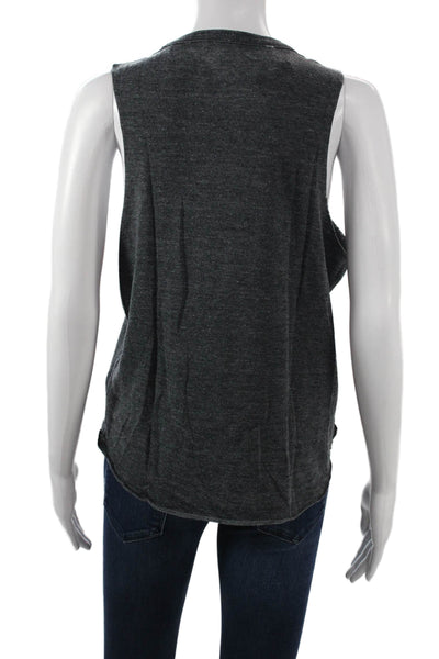 Chaser Womens Cropped Graphic Rock Tank Dark Gray Crewneck Size L