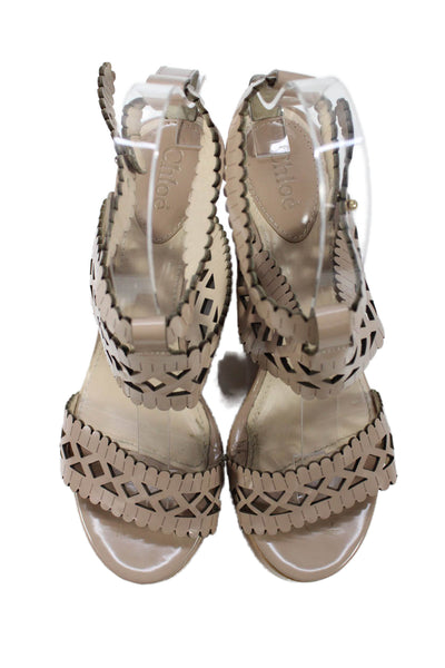 Chloe Women's Open Toe Strappy Ankle Buckle Sandals Beige Size 38