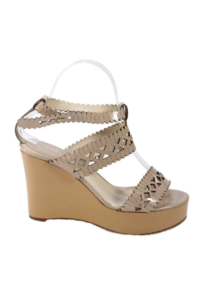Chloe Women's Open Toe Strappy Ankle Buckle Sandals Beige Size 38