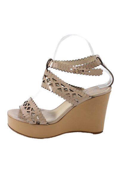 Chloe Women's Open Toe Strappy Ankle Buckle Sandals Beige Size 38