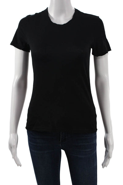 Cotton Citizen Women Black Basic Crew Neck Short Sleeve T-Shirt Size XS
