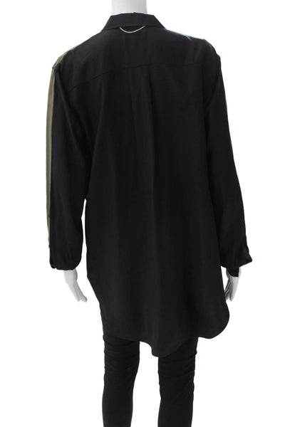 Rag & Bone Womens Green Collared Tunic Button-Up Polyester Long Sleeve Size L