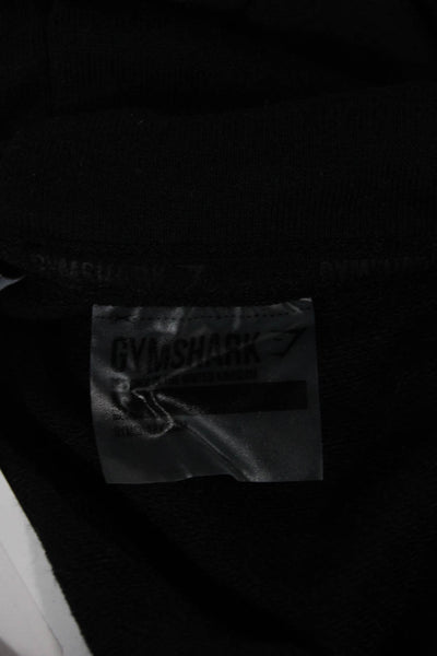 GYMSHARK Mens Black Sleeveless High Neck Vest Hoodie Drawstring Size S