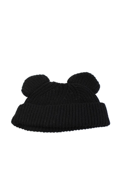 Markus Lupfer Womens Wool Knit Embellished Beanie Hat Black Size OS