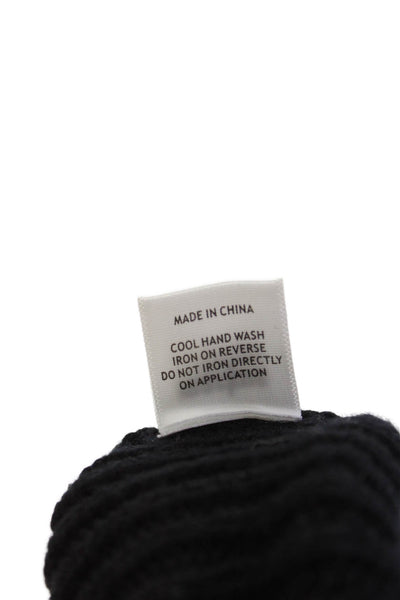 Markus Lupfer Womens Wool Knit Embellished Beanie Hat Black Size OS