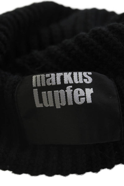 Markus Lupfer Womens Wool Knit Embellished Beanie Hat Black Size OS