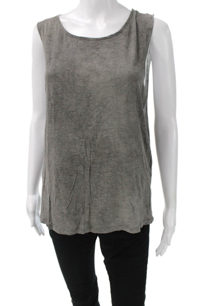 Haute Hippie Women Basic Sleeveless Tank Gray Viscose Round Neck Solid Size L