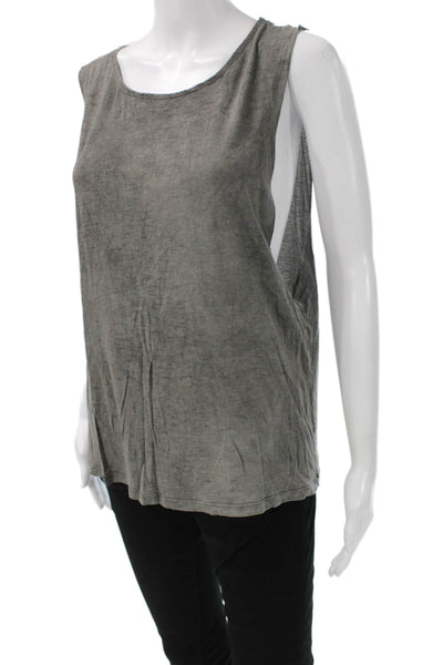 Haute Hippie Women Basic Sleeveless Tank Gray Viscose Round Neck Solid Size L