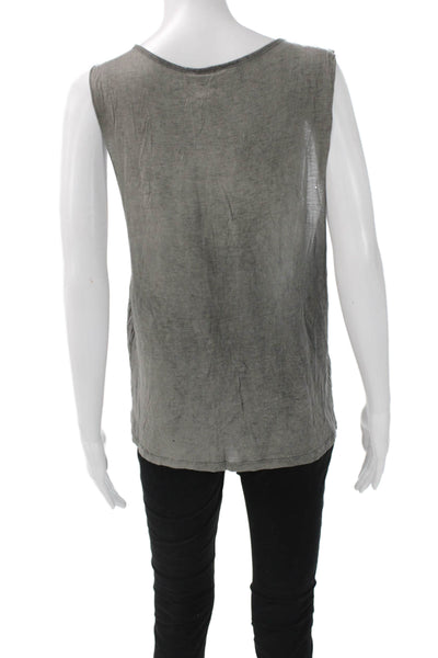 Haute Hippie Women Basic Sleeveless Tank Gray Viscose Round Neck Solid Size L
