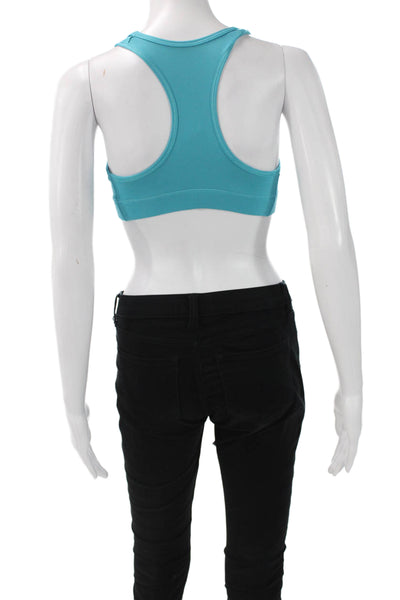 Nike Womens Sports Bra Blue Nylon Blend Round Neck Solid Size S