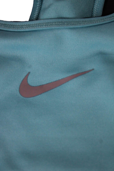 Nike Womens Sports Bra Blue Nylon Blend Round Neck Solid Size S