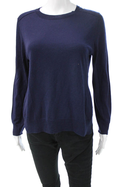 Soeur Womens Dark Blue Merino Wool Crew Neck Button Pullover Sweater Size 38
