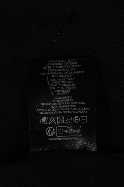 Soeur Womens Dark Blue Merino Wool Crew Neck Button Pullover Sweater Size 38