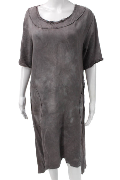 Karna Womens Shift Dress Dark Gray Short Sleeve Knee Length Size S