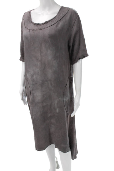 Karna Womens Shift Dress Dark Gray Short Sleeve Knee Length Size S