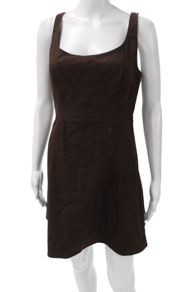 Free People Women A-Line Tank Dress Brown Square Neck Sleeveless Size S