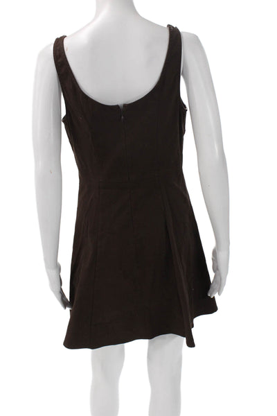 Free People Women A-Line Tank Dress Brown Square Neck Sleeveless Size S