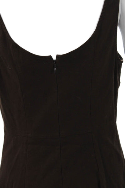 Free People Women A-Line Tank Dress Brown Square Neck Sleeveless Size S