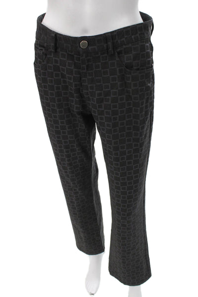 Tahari Womens Dress Pants Black Geometric Nylon Rayon Button Size 4