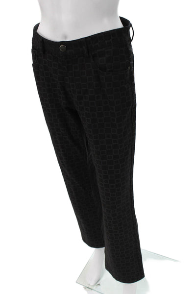 Tahari Womens Dress Pants Black Geometric Nylon Rayon Button Size 4