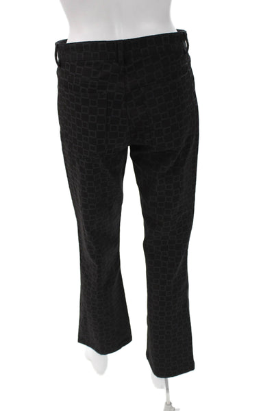 Tahari Womens Dress Pants Black Geometric Nylon Rayon Button Size 4