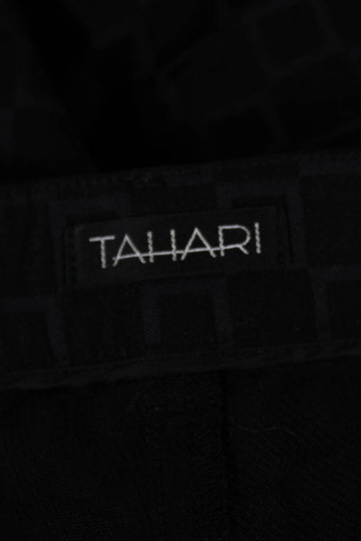 Tahari Womens Dress Pants Black Geometric Nylon Rayon Button Size 4