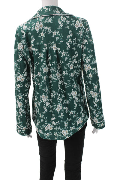 Ekouaer Womens Floral Print Pajama Shirt Green Size Small