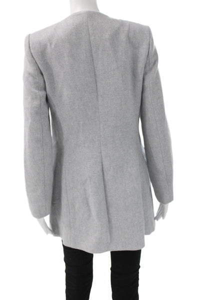 Zara Womens Gray Cotton Blend Blazer Long Sleeve Solid Classic Size L