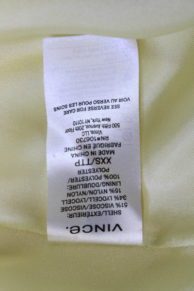 Vince Women Shirt Dress Yellow High Neck Long Sleeve Mid Calf Button Size 2XS