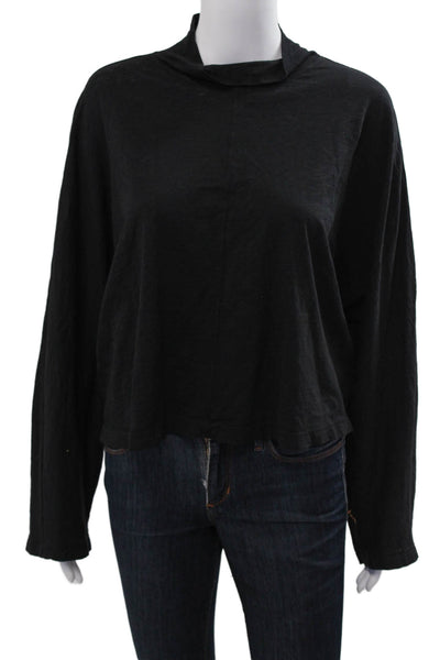 Velvet Womens Black Mock Neck Long Sleeve Basic Top 100% Cotton Fall Size S