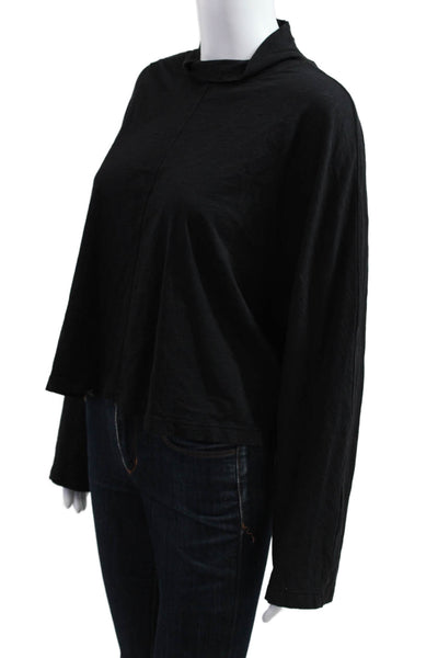 Velvet Womens Black Mock Neck Long Sleeve Basic Top 100% Cotton Fall Size S