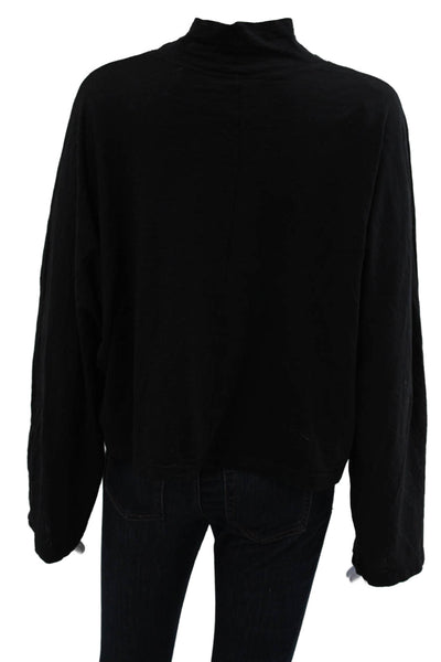 Velvet Womens Black Mock Neck Long Sleeve Basic Top 100% Cotton Fall Size S